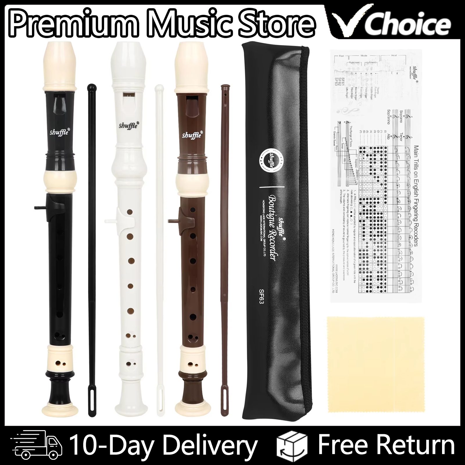 Recorder Baroque Style - SHUFFLE Baroque Clarinet Recorder 8 Holes