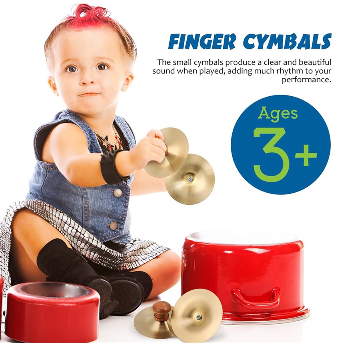 Musical Instrument With Hand - 1 Pair Finger Cymbals 7cm/2.75inch Brass