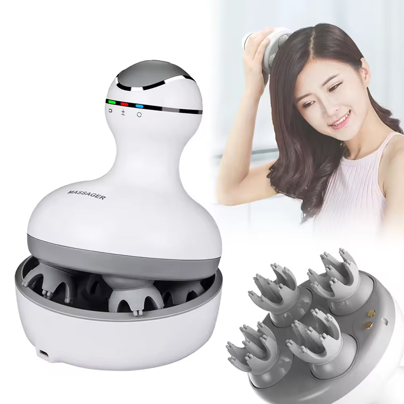 Vibraslap Percussion - Cordless Scalp Massager with 4 Interchangeable