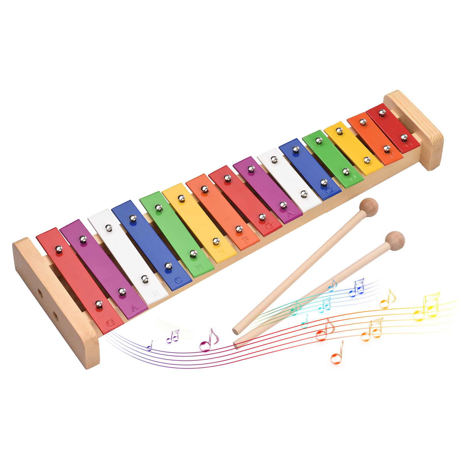 Musical Instrument Glockenspiel - 15 Note Glockenspiel Xylophone Wooden Base