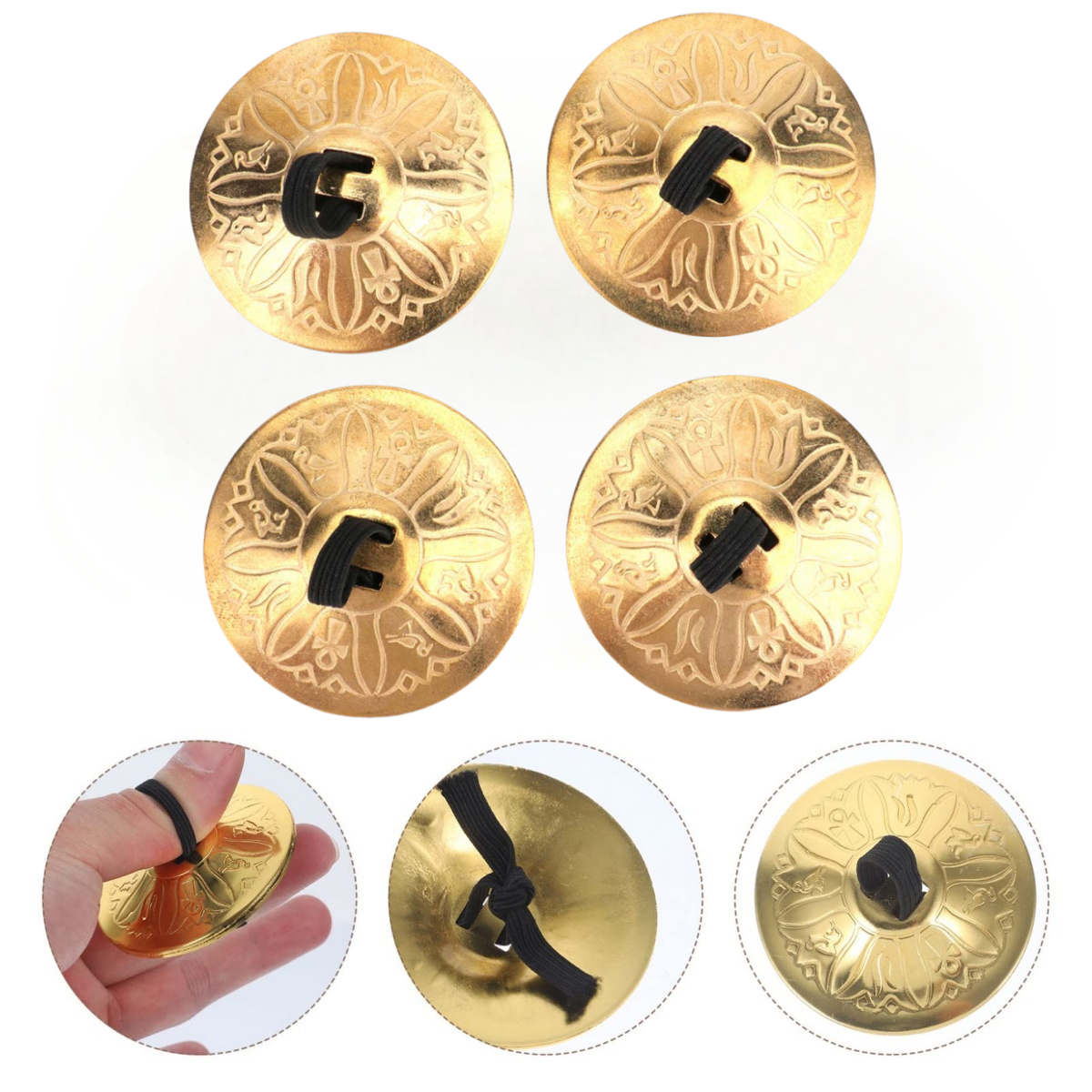 Musical Instrument With Hand - 4PCS Mini Copper Finger Cymbals Belly