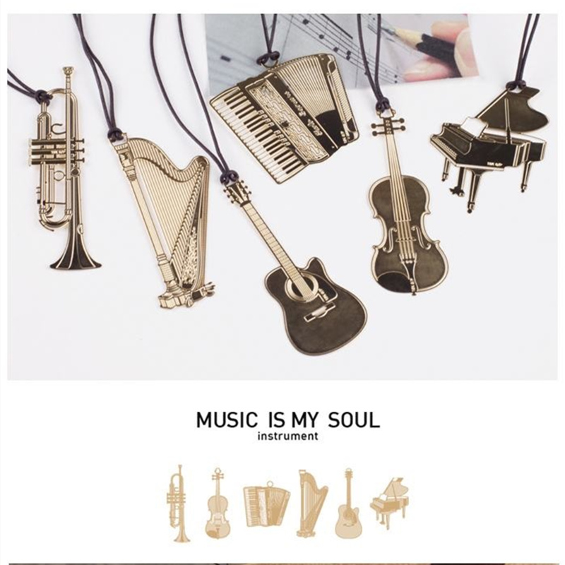 6pcs Music Metal Bookmark Gold – обзор и цена Musical Instrument Symbols