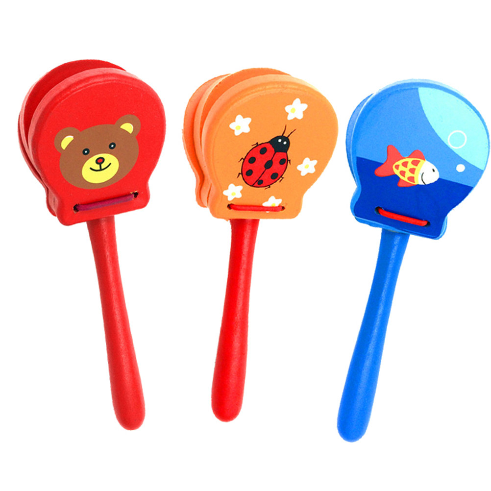 3Pcs Wooden Castanets Toddler  – обзор и цена Musical Instrument Clapper